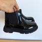 Shiny Black Ankle Boots / Size 8.5 Toddler