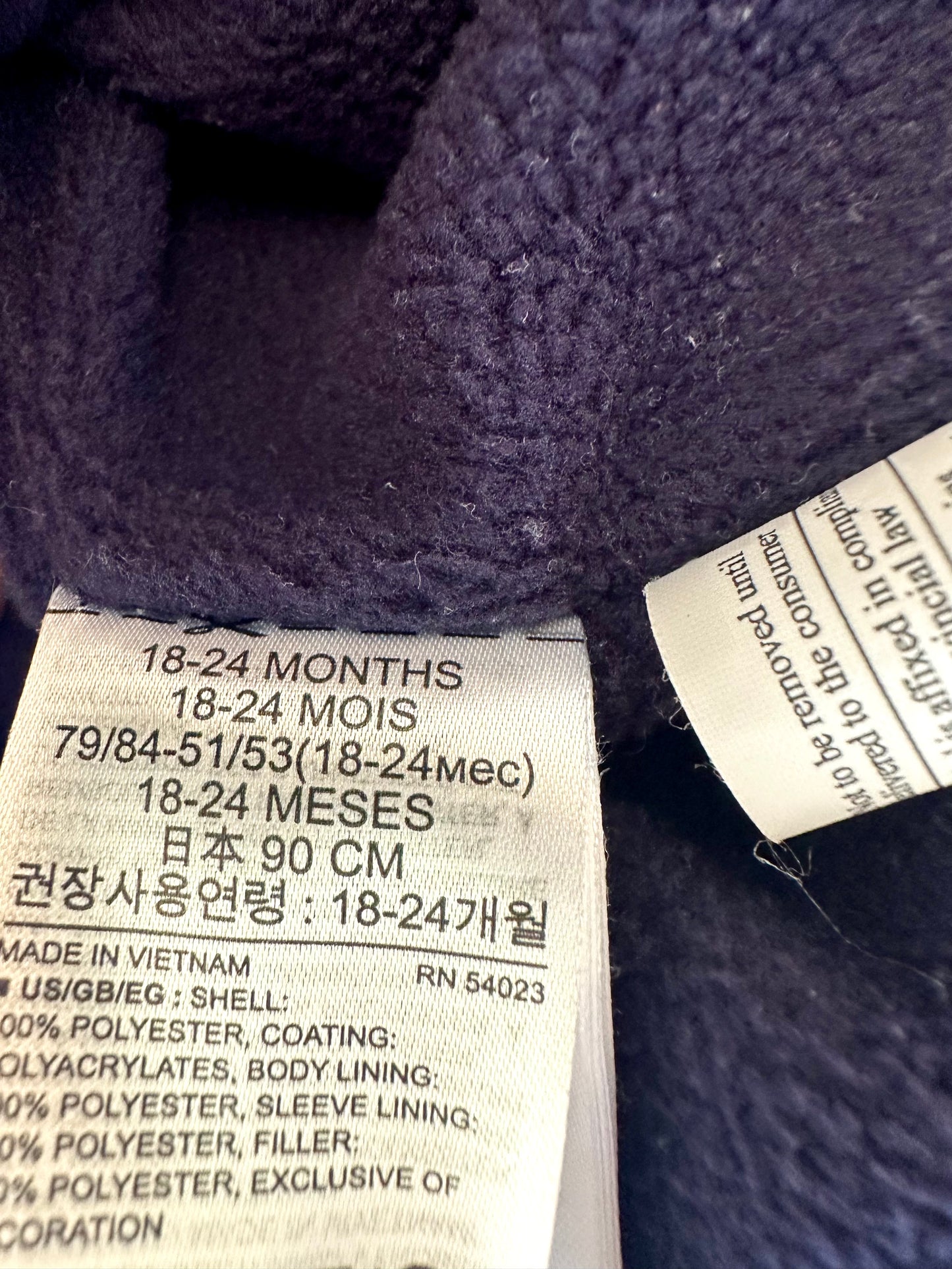 Gap Navy Fleece Lined Jacket / 18-24m