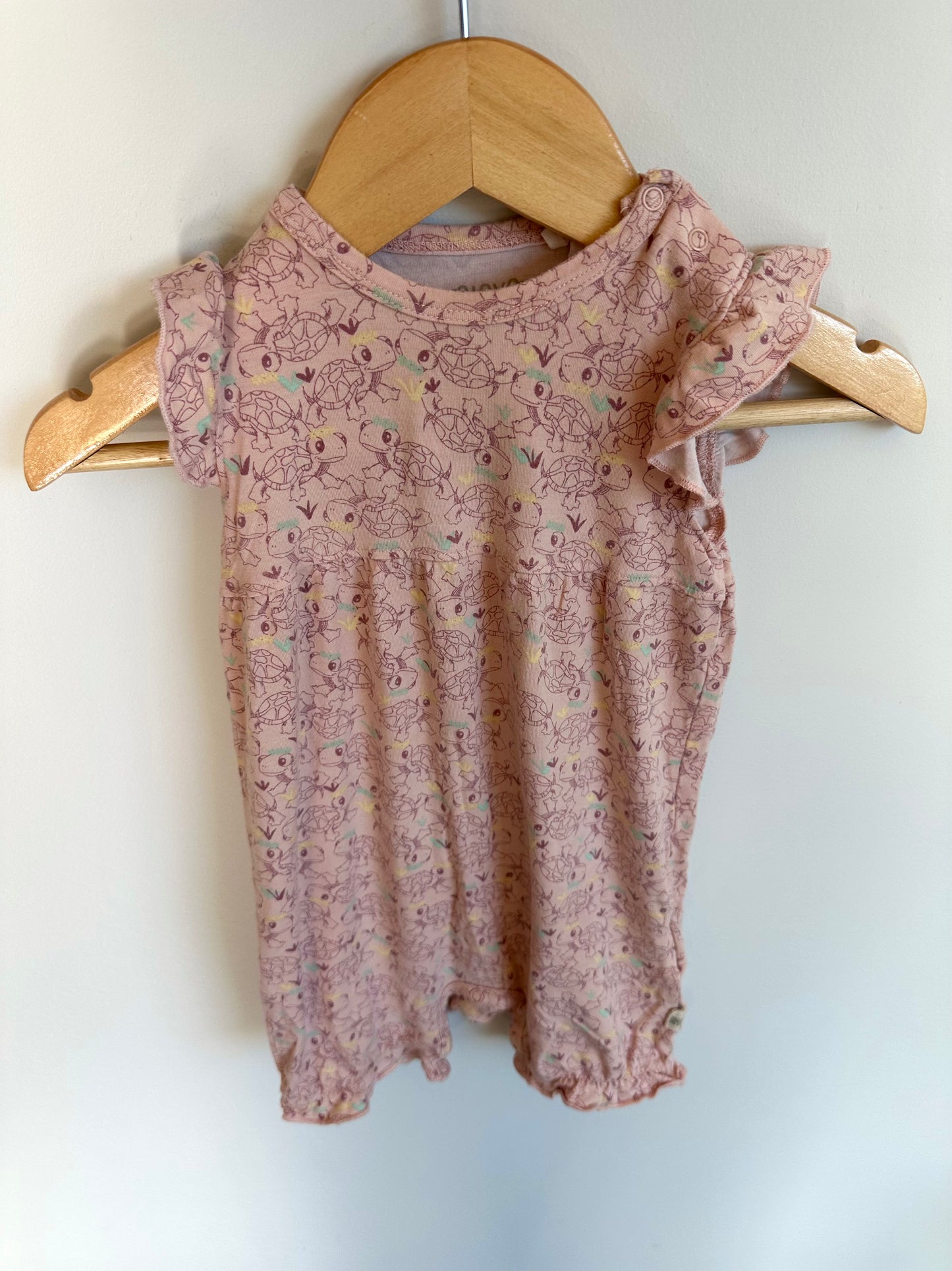 MinyMo Pink Turtle Romper / 6m