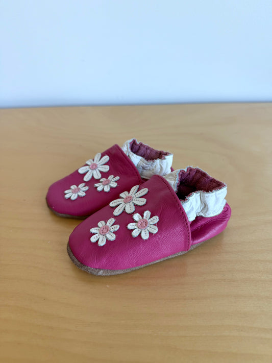Made in Canada Pink Flower Shoes / 6-12m