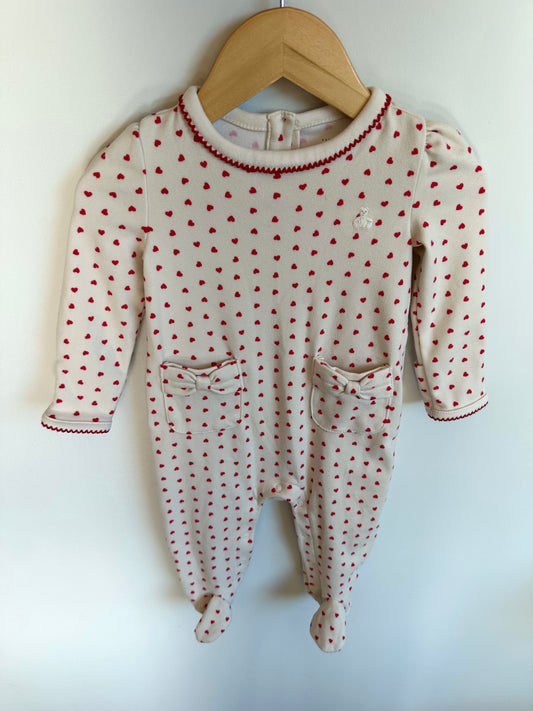 Heart Fleece Jumpsuit / 3-6m