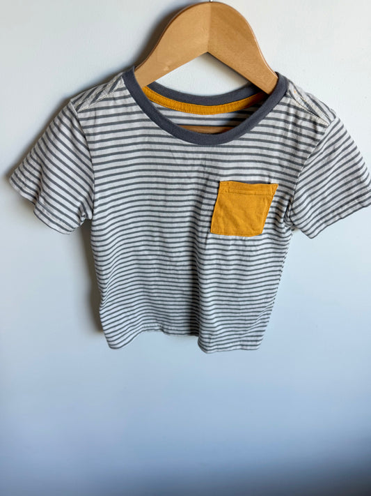 Grey Striped Pocket T-shirt / 3T