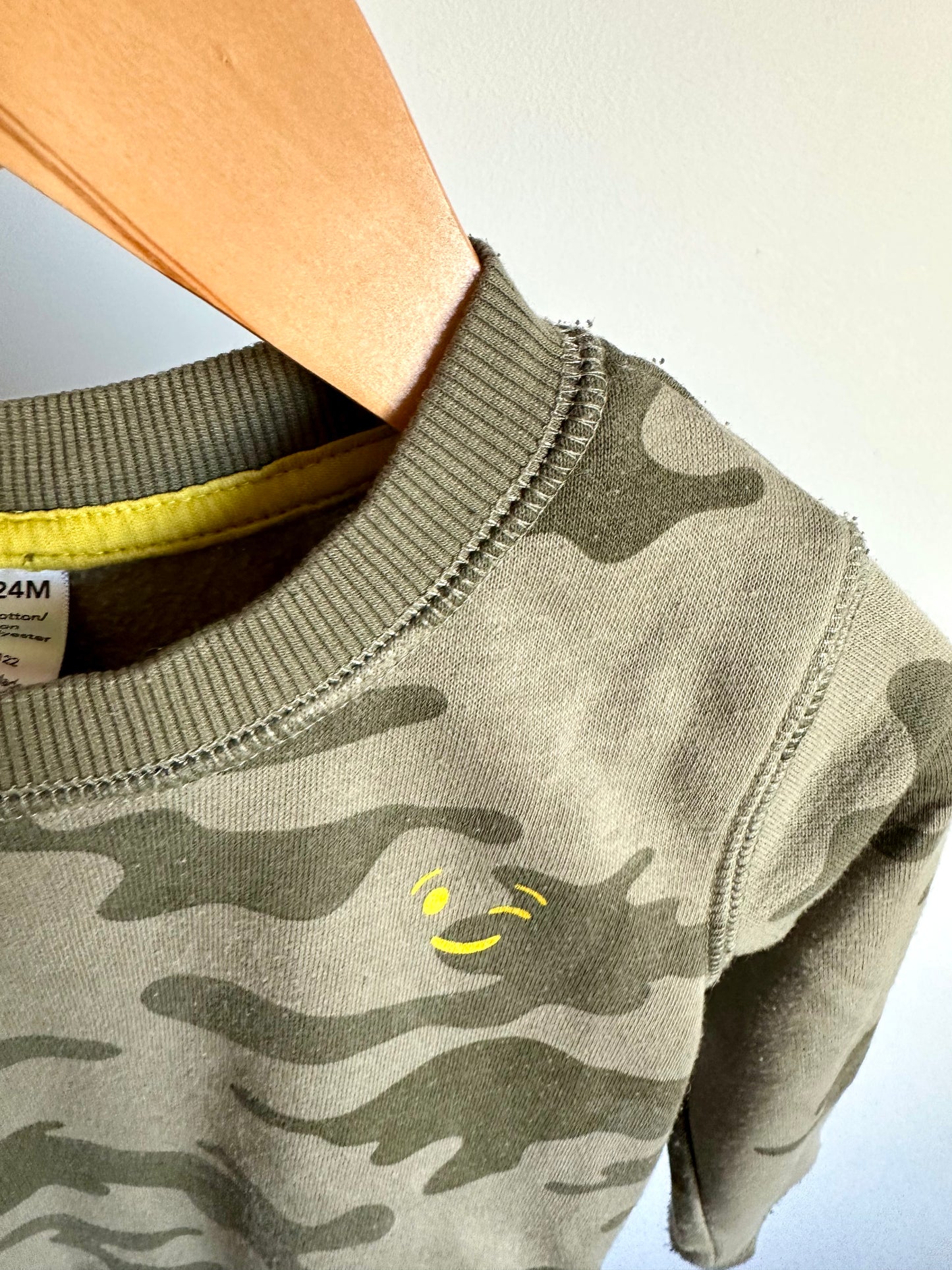 Camo Wink Face Sweater / 18-24m