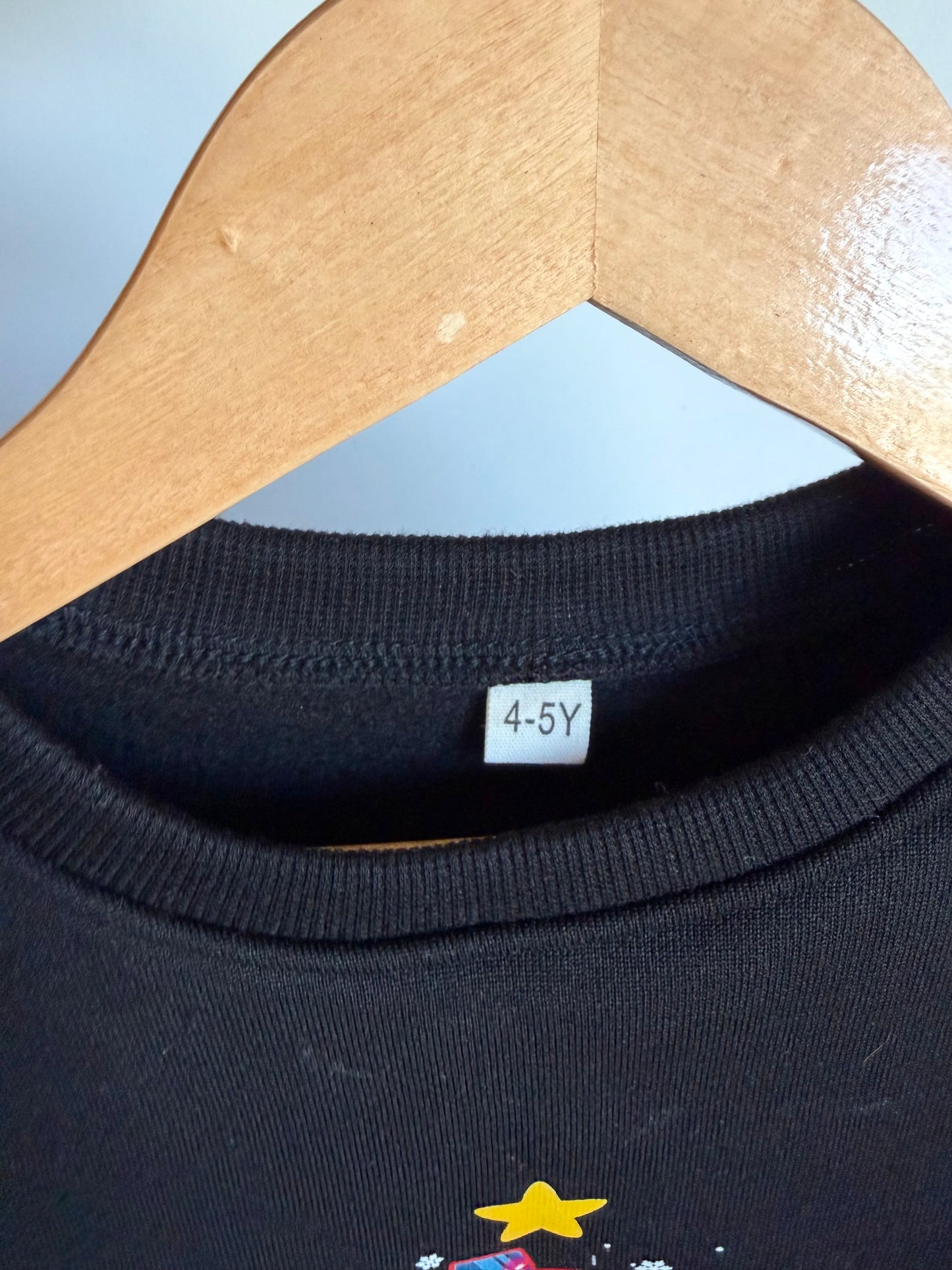 Black Construction Tree Crewneck / 4-5T