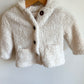 White Fleece Button Up Sweater / 6-12m