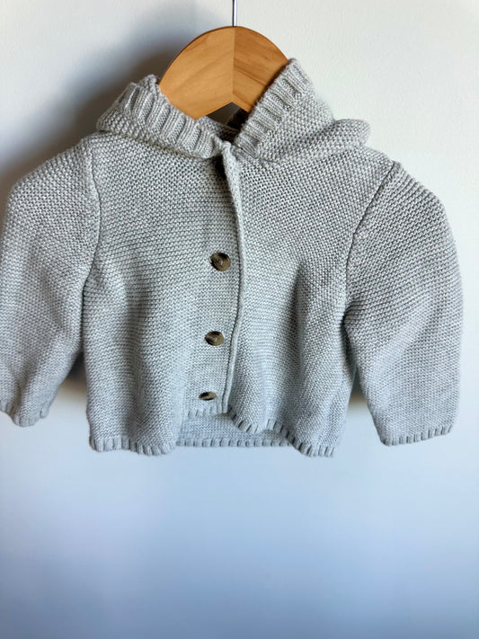 Grey Knit Hood Sweater / 18-24m