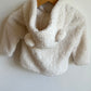 White Fleece Button Up Sweater / 6-12m