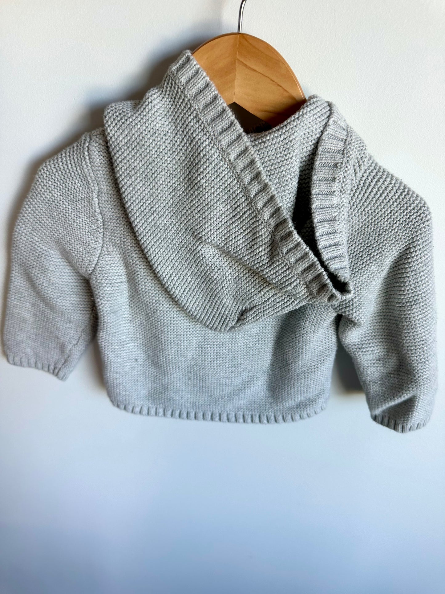 Grey Knit Hood Sweater / 18-24m