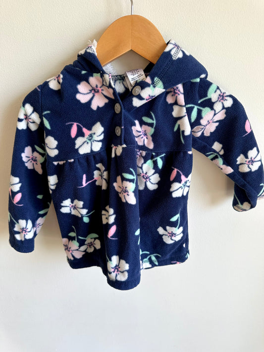 Navy Fleece Floral Hood Sweater / 2T