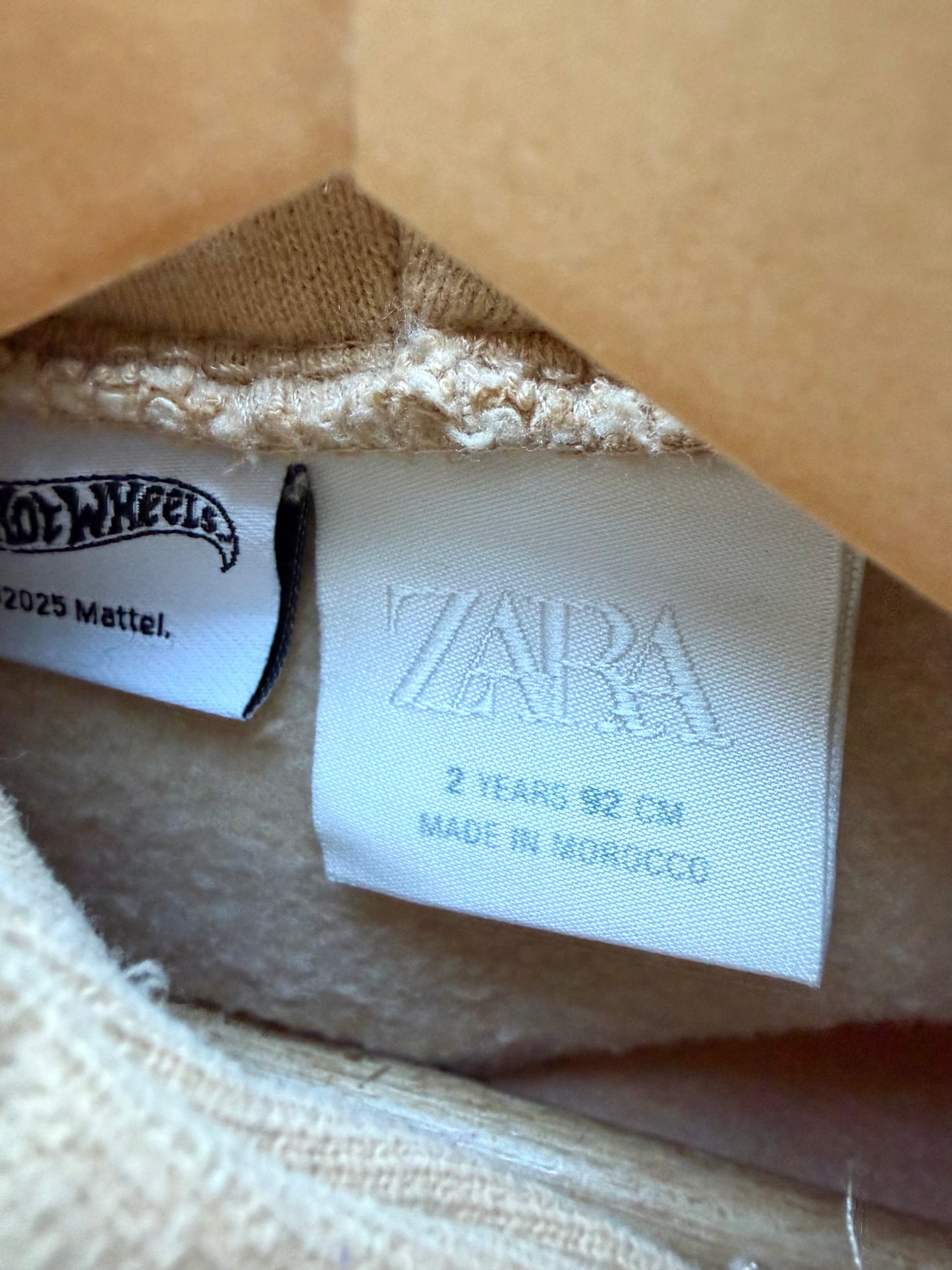 Zara Hot Wheels Tan Hoodie / 2T