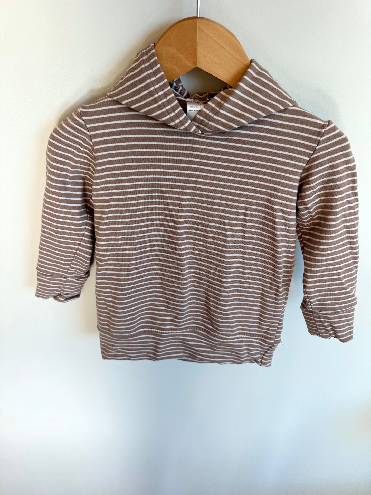 TBA Brown Stripe Bamboo Hoodie / 6-12m