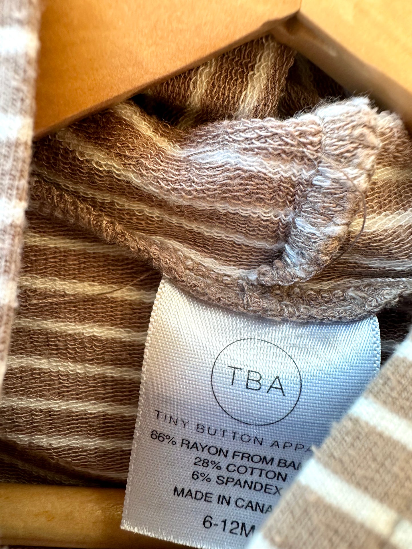TBA Brown Stripe Bamboo Hoodie / 6-12m