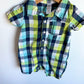 Plaid Collared Button Romper / 12-18m