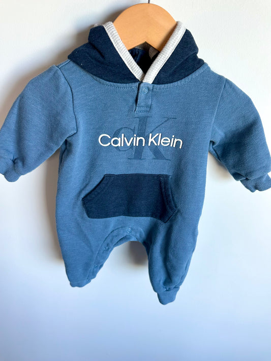 Calvin Klein Blue Hood Jumpsuit / 3-6m