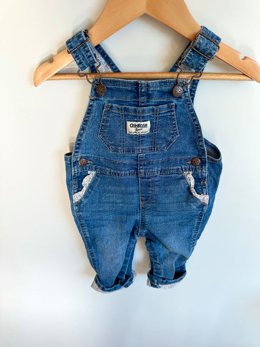 OshKosh Floral Cuff Overalls / 9m