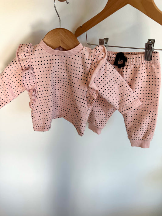 PL Pink Dotted Long Sleeve + Pants Set / 3m