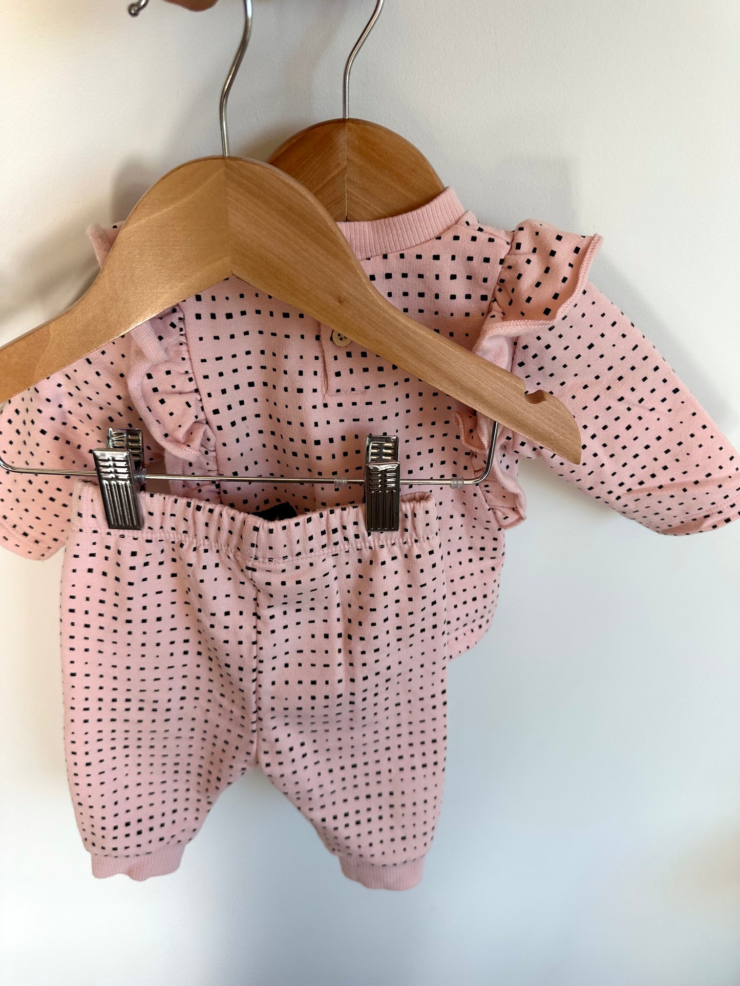 PL Pink Dotted Long Sleeve + Pants Set / 3m
