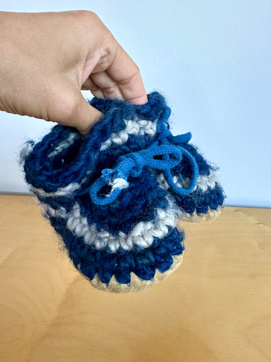Blue Handmade Slippers / Size 4 Infant?