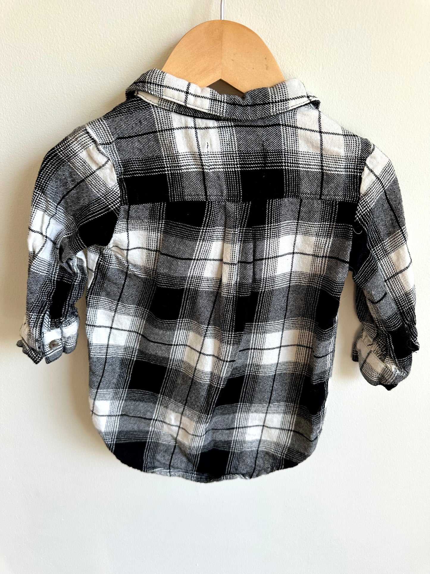 Black + White Plaid Top / 18-24m