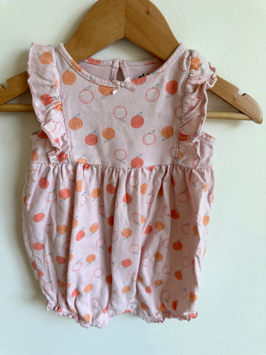 Orange Pattern Romper / 3-6m