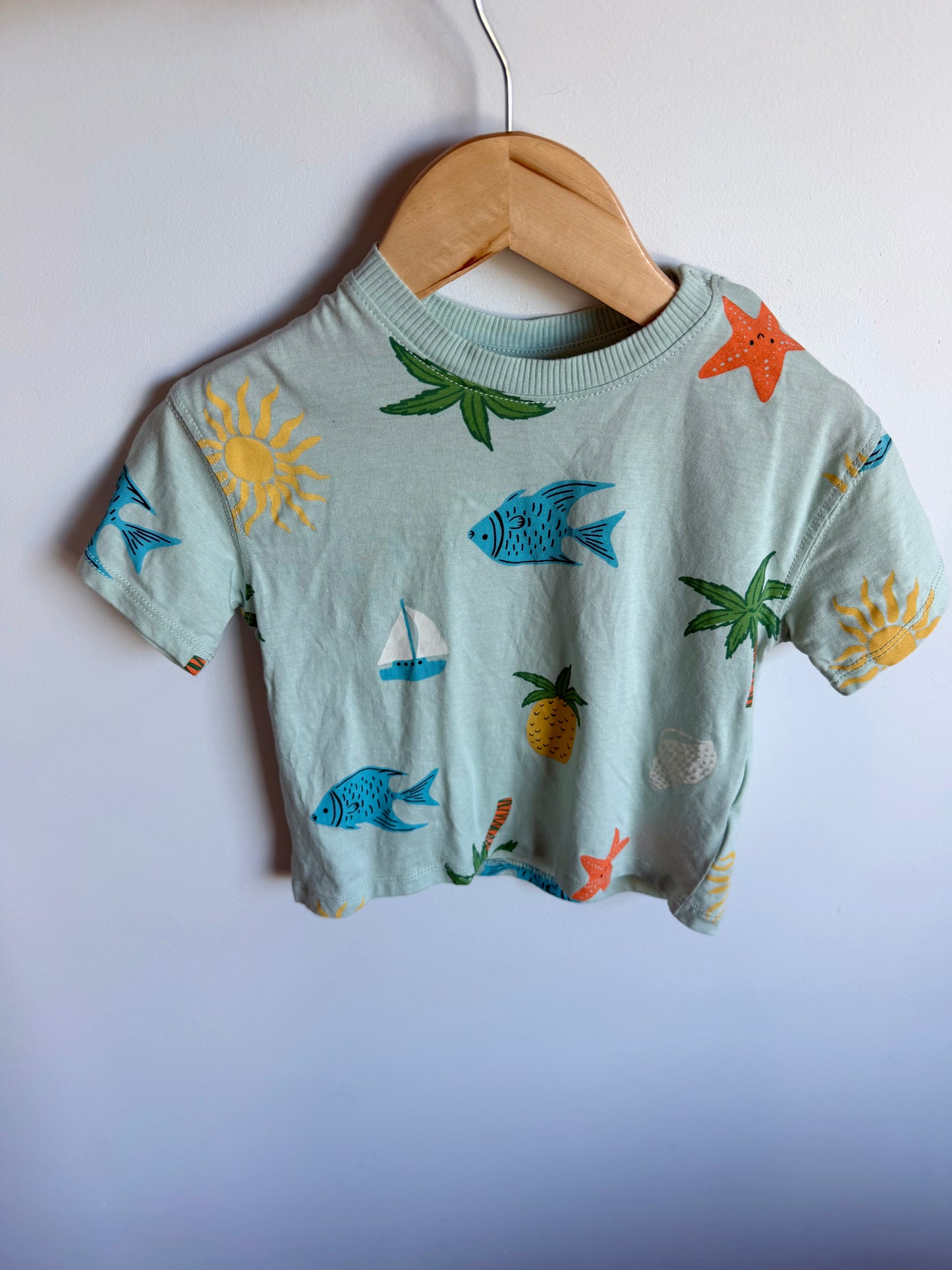 H&M Teal Fish T-shirt / 12-18m