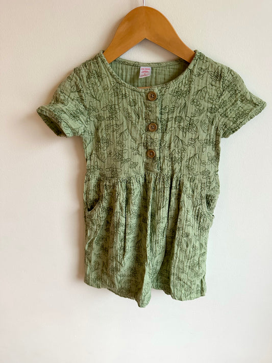 Sage Flower Outline Dress / 4T