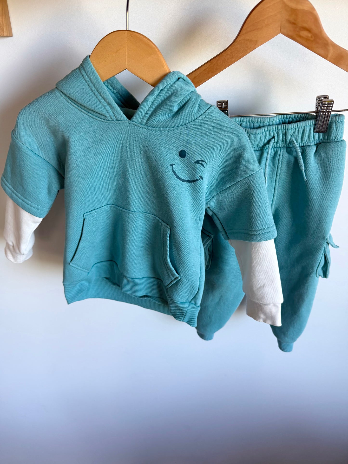 Blue Smiley Hoodie + Joggers Set (PLAY) / 18-24m