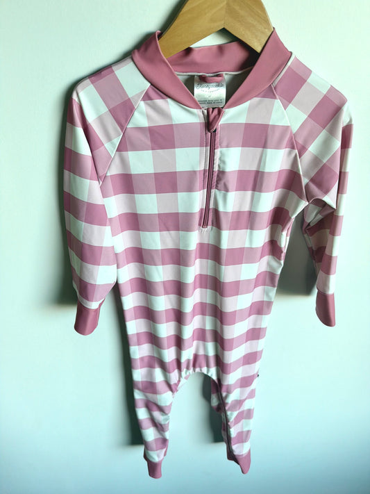 Honeysuckle Pink Checkered Full Body Swimsuit (PLAY) / 3T