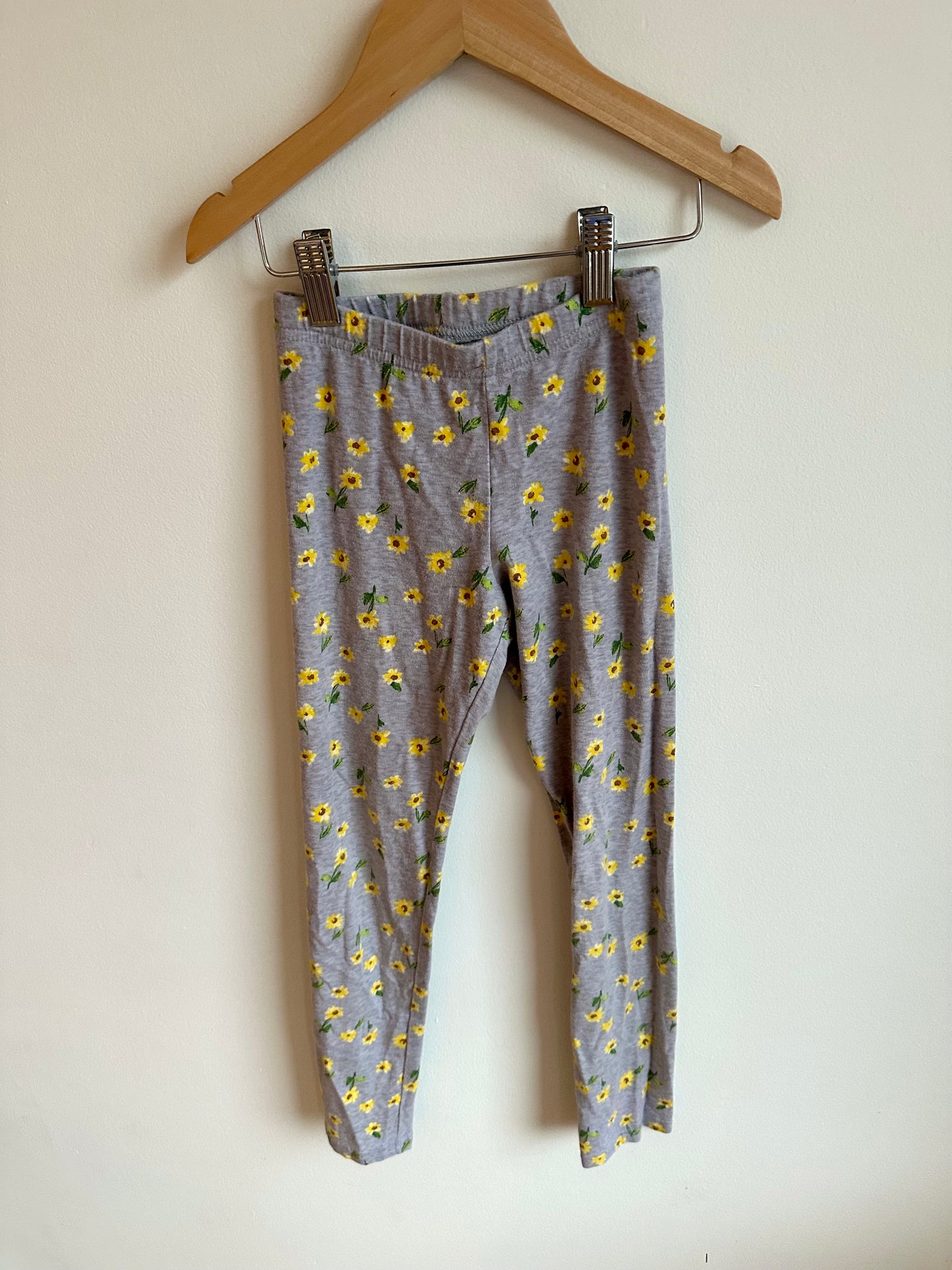 Yellow Flower Print Leggings / 8 years