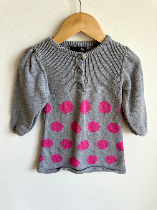 Grey with Pink Dots Dress / 24m