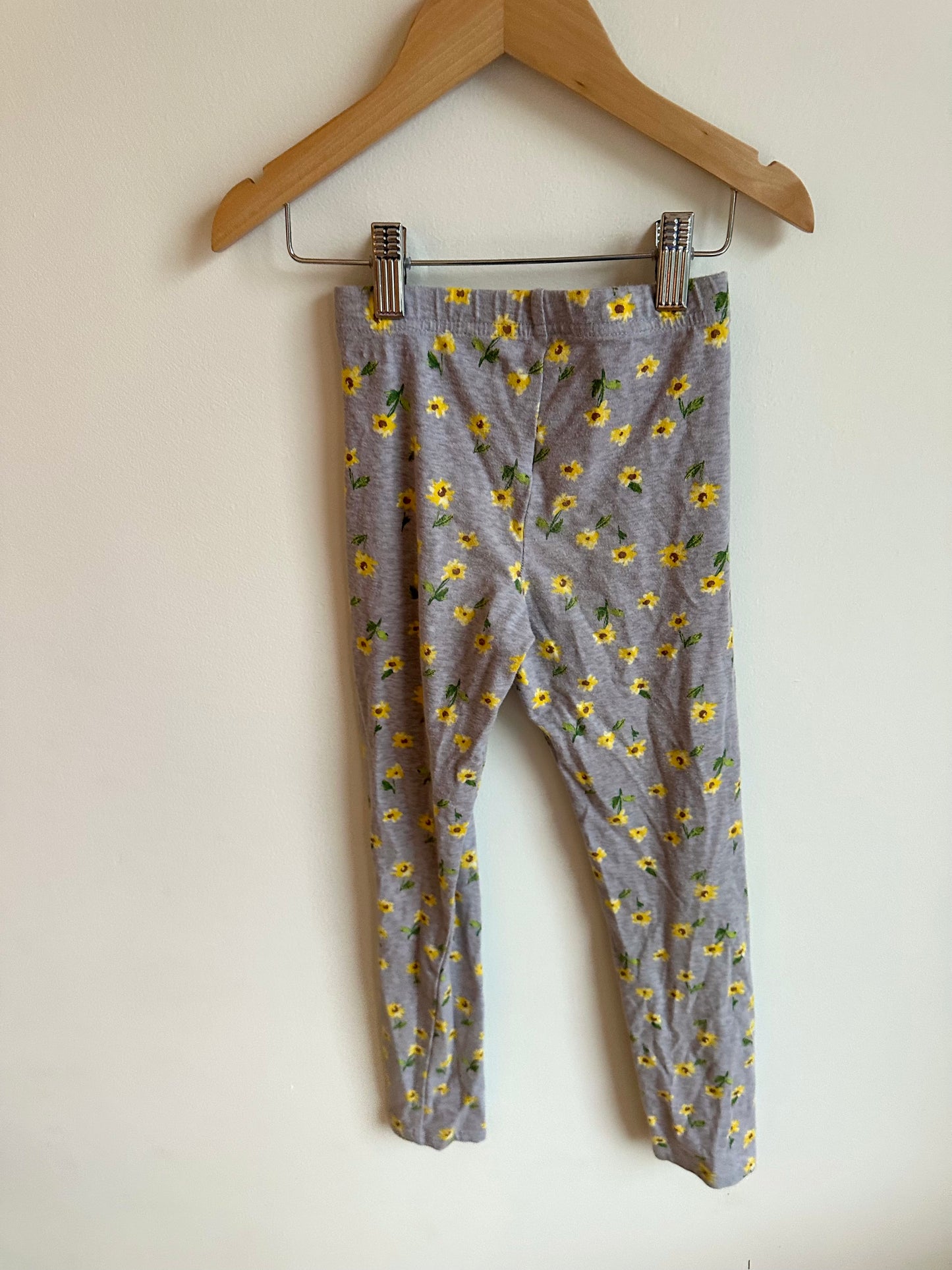 Yellow Flower Print Leggings / 8 years