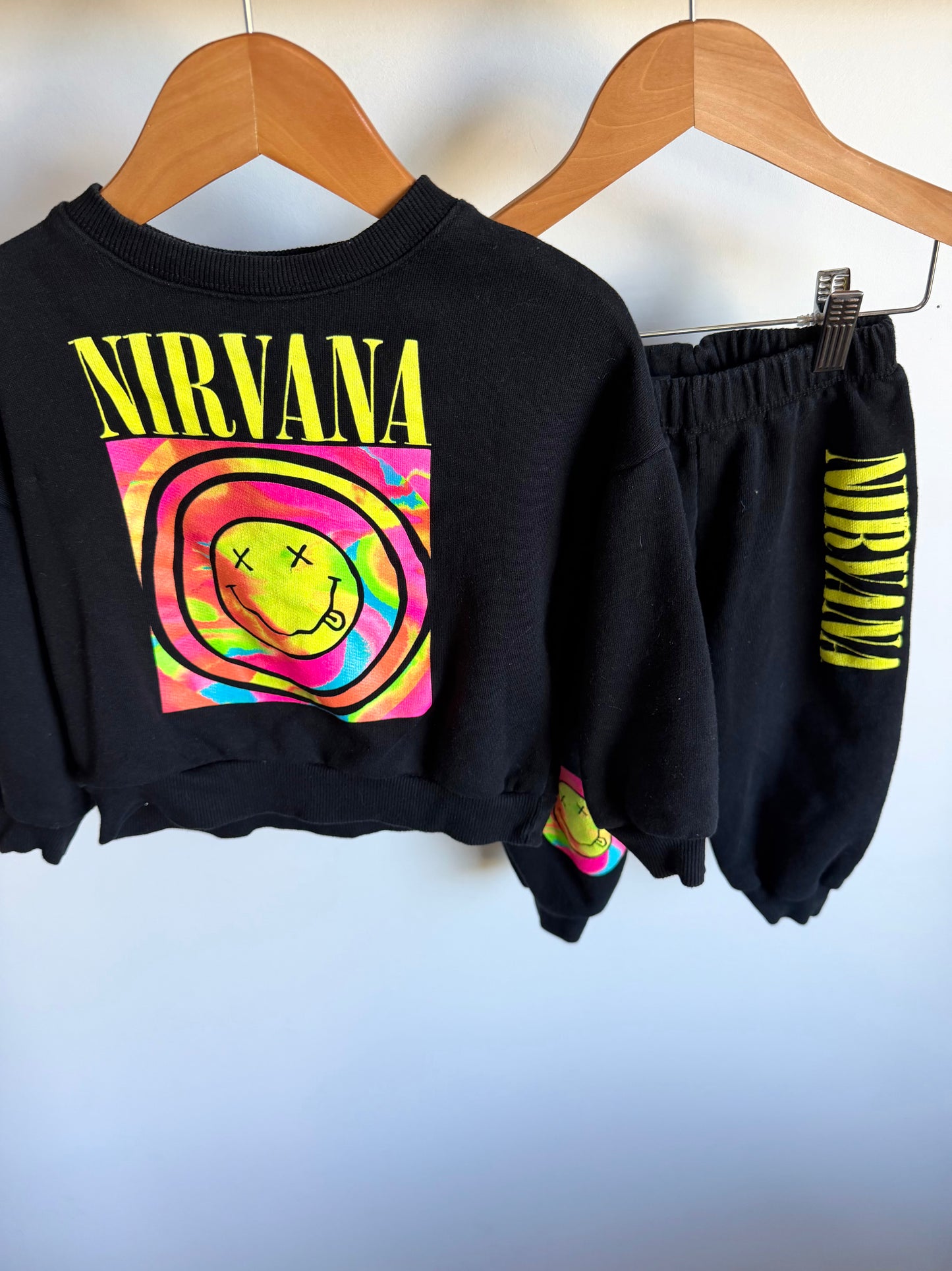 Zara Nirvana Boxy Crewneck + Joggers Set (PLAY) / 2T