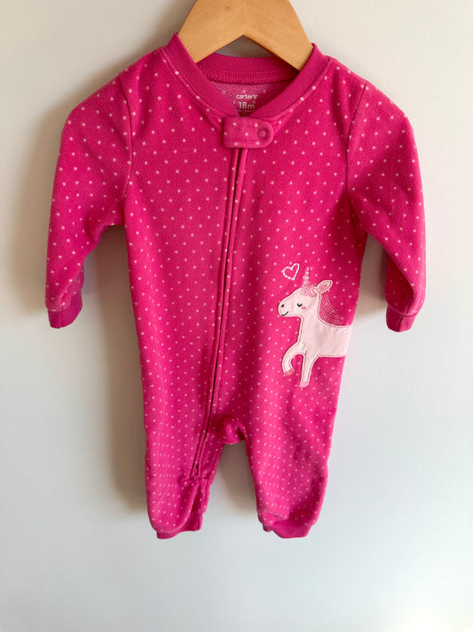 Fleece Pink Unicorn Footless Sleeper / 18m