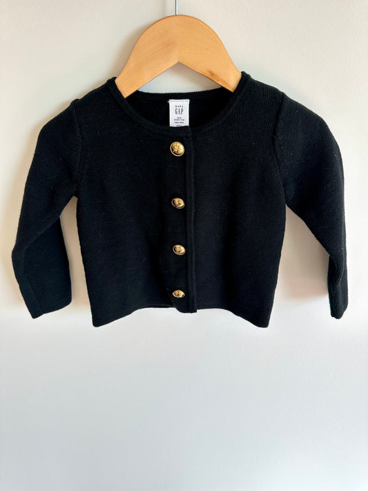 Gap Black Cardigan with Gold Buttons / 12-18m