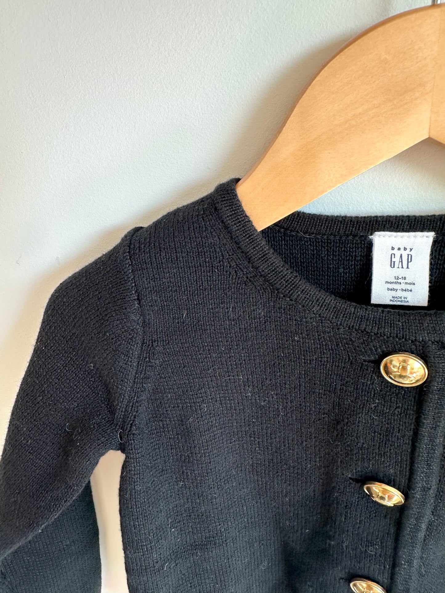 Gap Black Cardigan with Gold Buttons / 12-18m