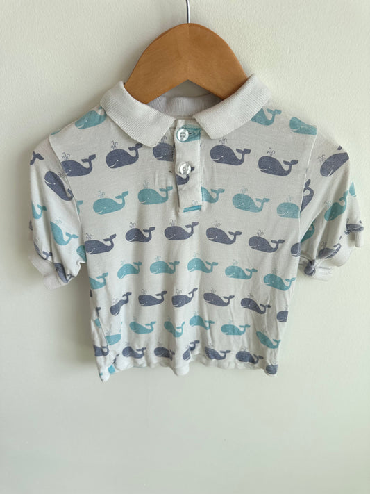 Silkberry Bamboo Collared Whale T-shirt (PLAY) / 12-18m