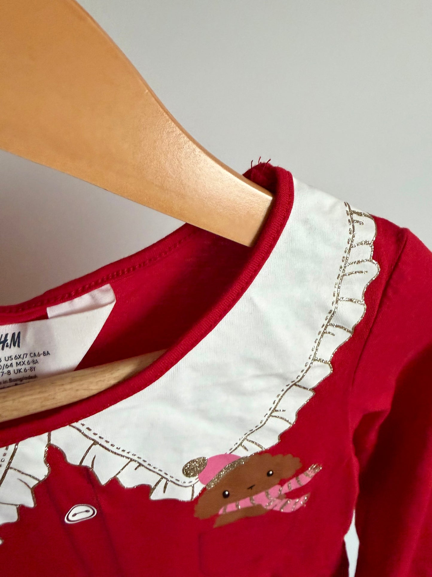 Red Doggie Pocket Dress / 6-8 years