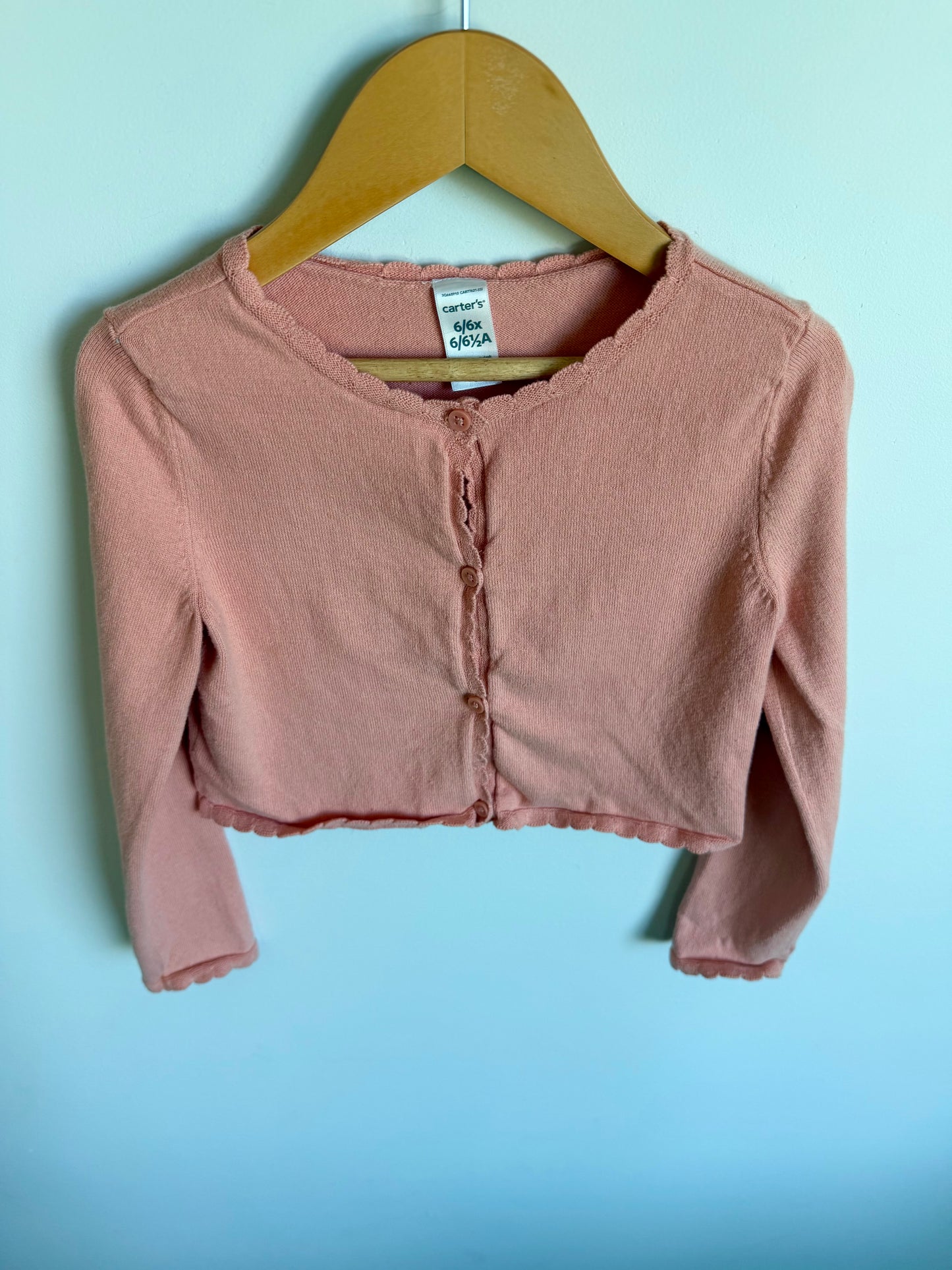 Coral Scalloped Hem Cardigan / 5 years