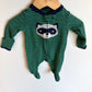 Racoon Green Stripe Sleeper / 0m