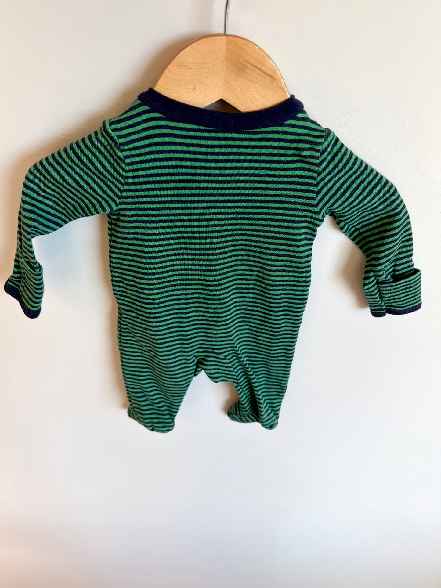 Racoon Green Stripe Sleeper / 0m