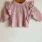 Pink Dotted Ruffle Sleeve Shirt / 6m