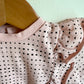 Pink Dotted Ruffle Sleeve Shirt / 6m