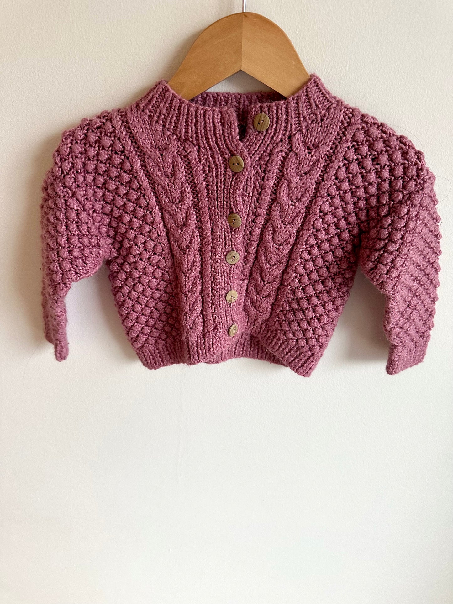 Blush Cable Knit Cardigan / 6-12m