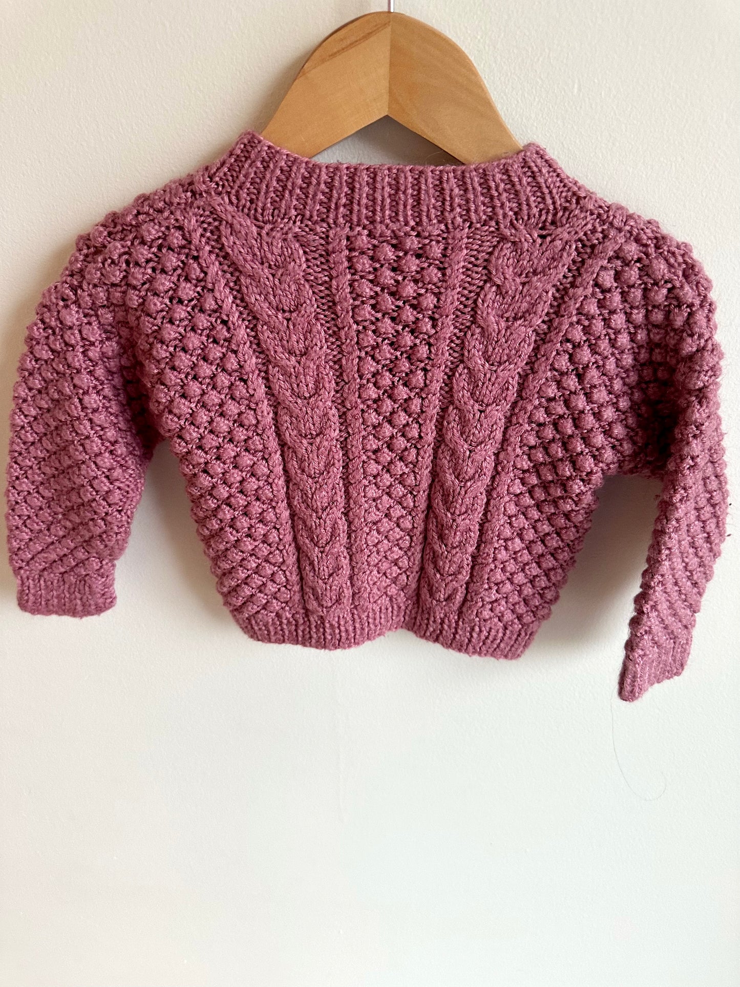 Blush Cable Knit Cardigan / 6-12m