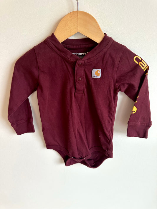 Carhartt Maroon Long Sleeve Bodysuit / 12m