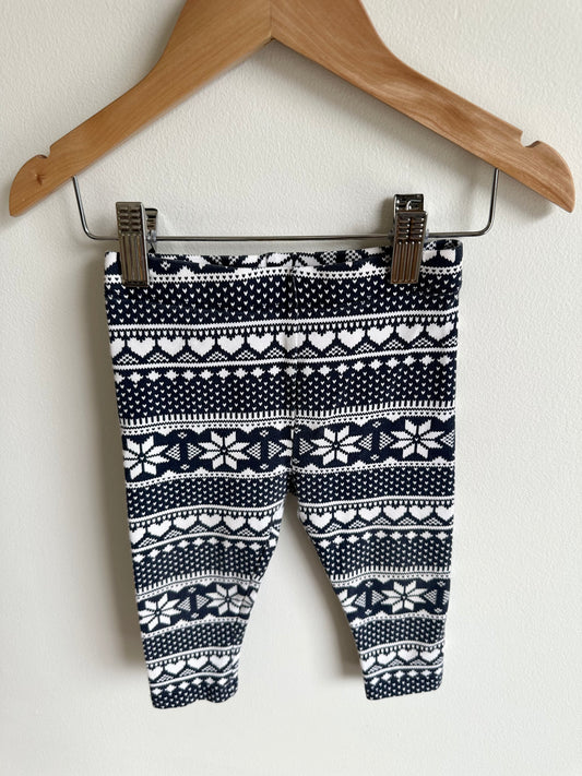 Blue Heart Patterned Leggings / 6-12m