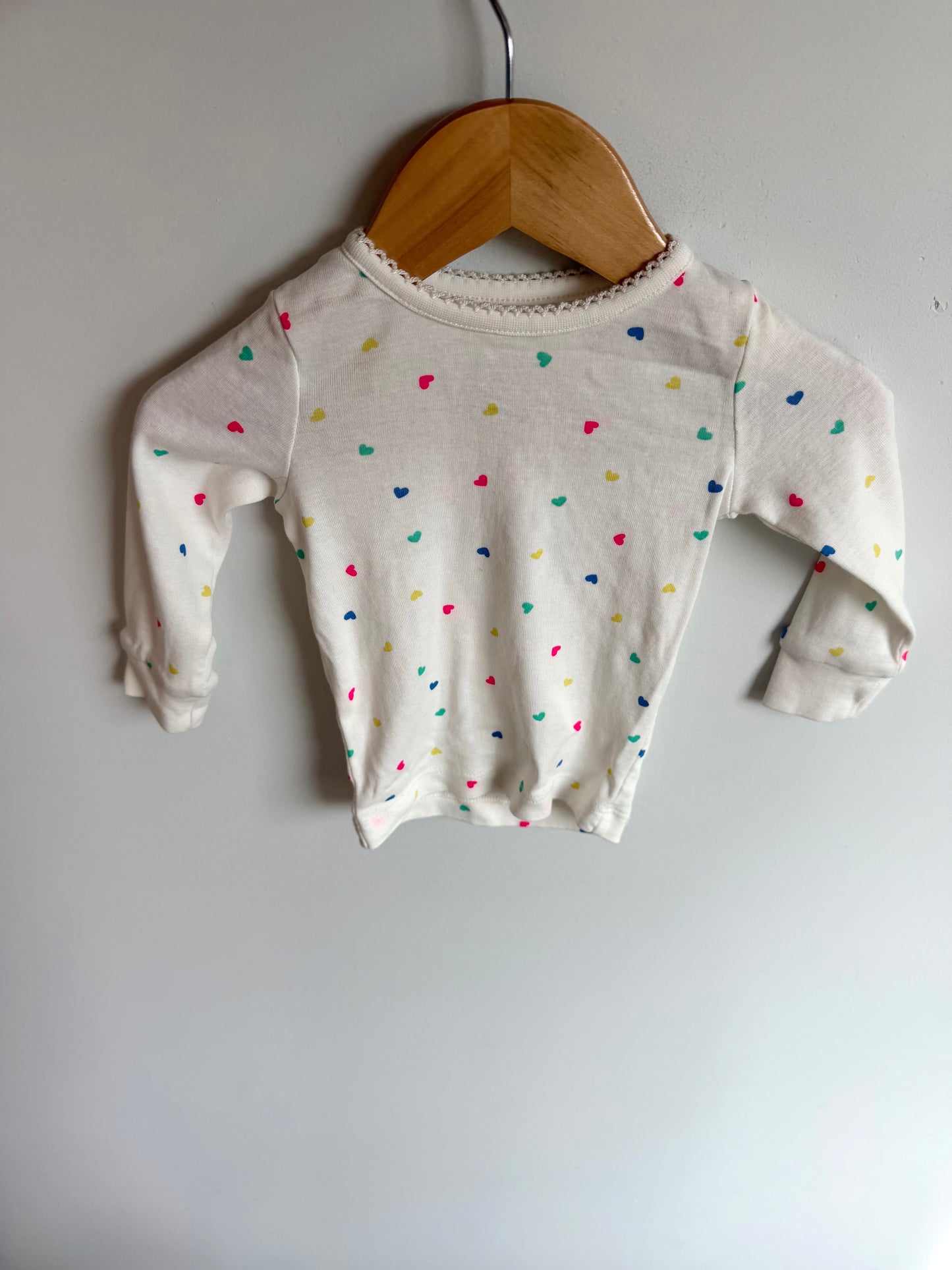 Heart White Cotton Top / 6-12m