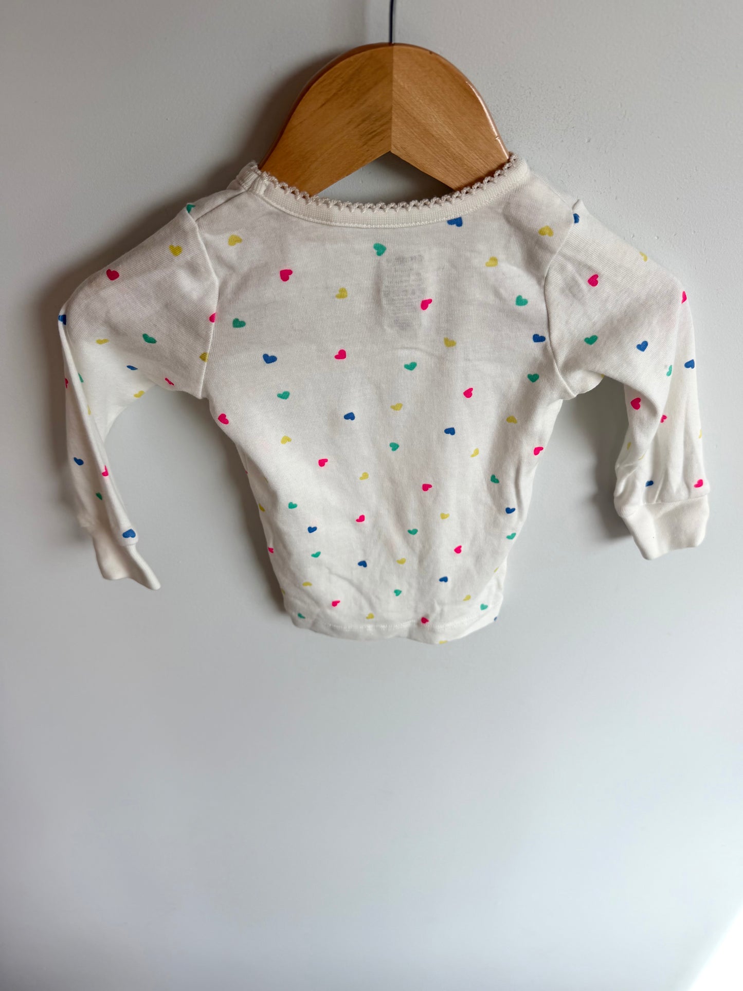 Heart White Cotton Top / 6-12m