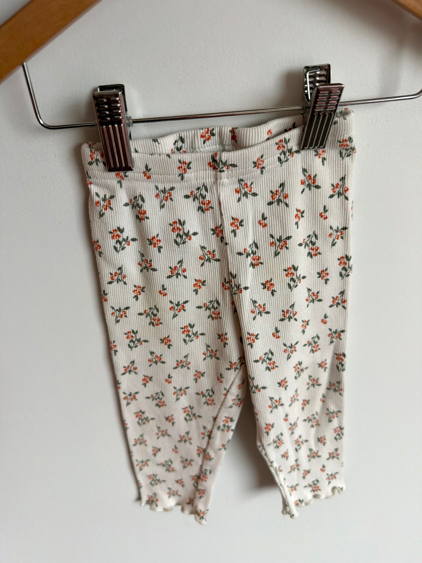Cream Floral Leggings / 12m