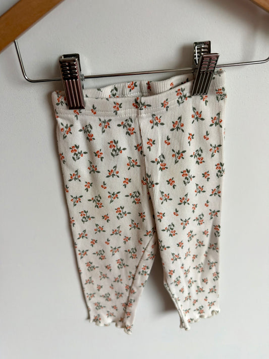 Cream Floral Leggings / 12m